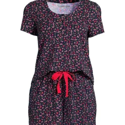 Women's Knit 2 Piece Pajama Set - Short Sleeve Top and Shorts
