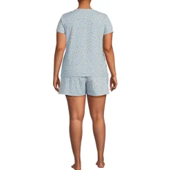 Women's Knit 2 Piece Pajama Set - Short Sleeve Top and Shorts