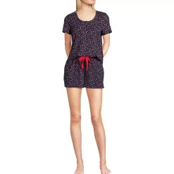 Women's Knit 2 Piece Pajama Set - Short Sleeve Top and Shorts