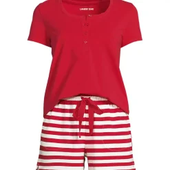 Women's Knit 2 Piece Pajama Set - Short Sleeve Top and Shorts