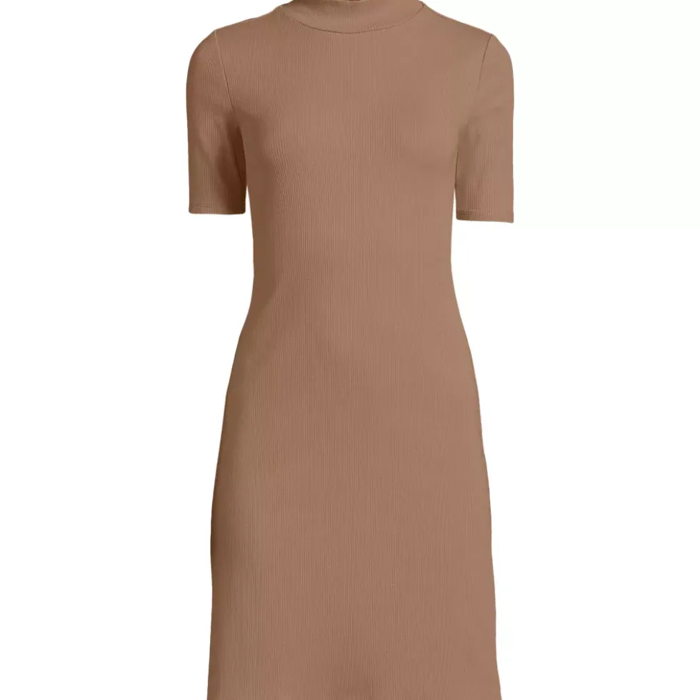 Women's Knit Rib Mock Neck Dress