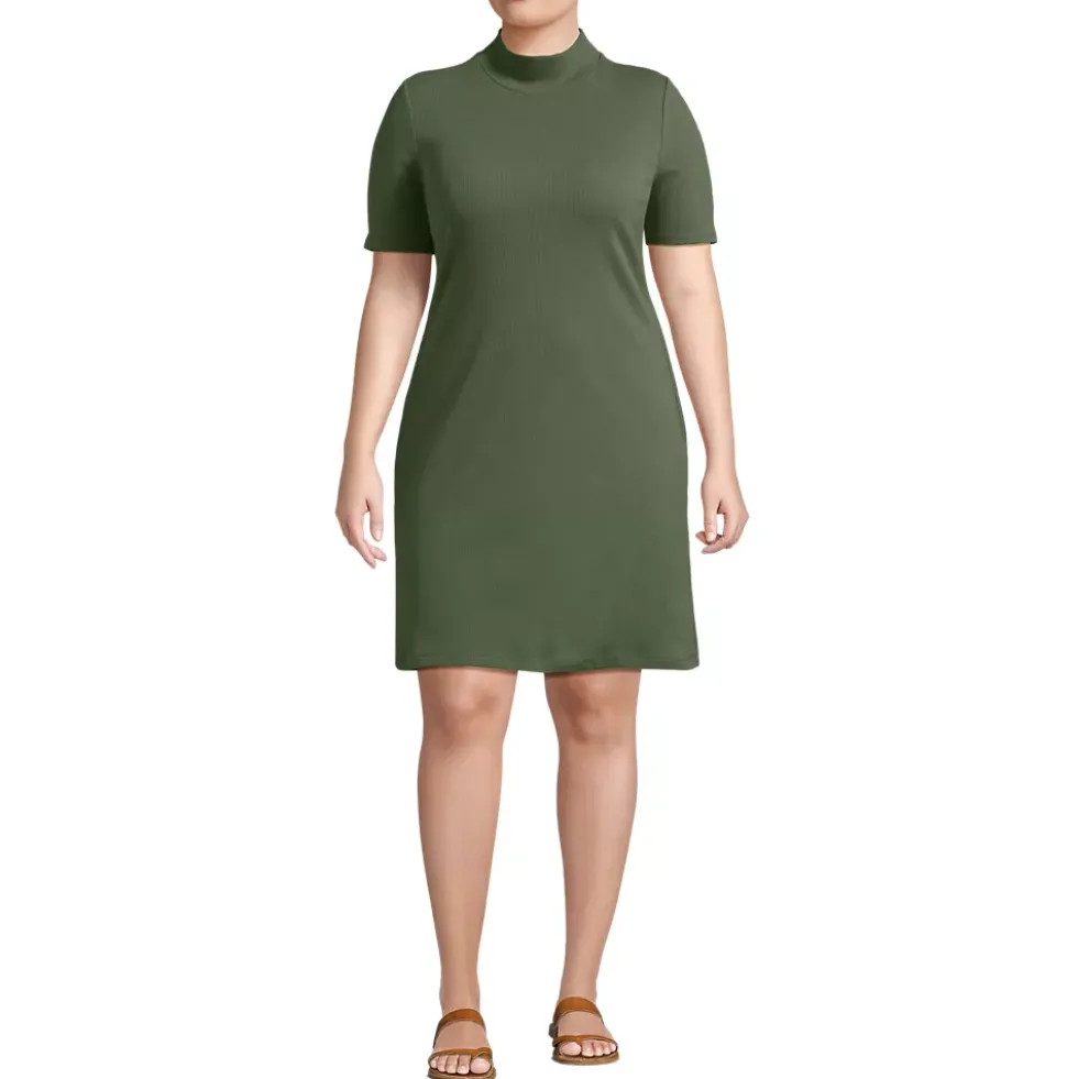 Women's Knit Rib Mock Neck Dress