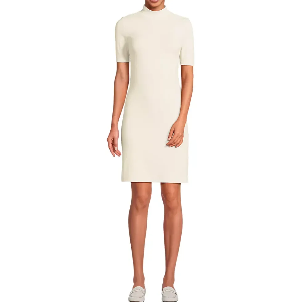 Women's Knit Rib Mock Neck Dress