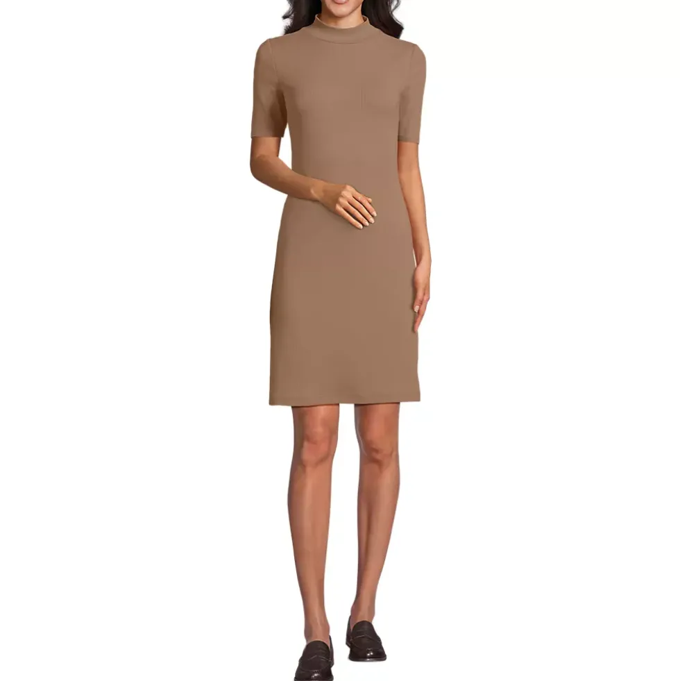 Women's Knit Rib Mock Neck Dress
