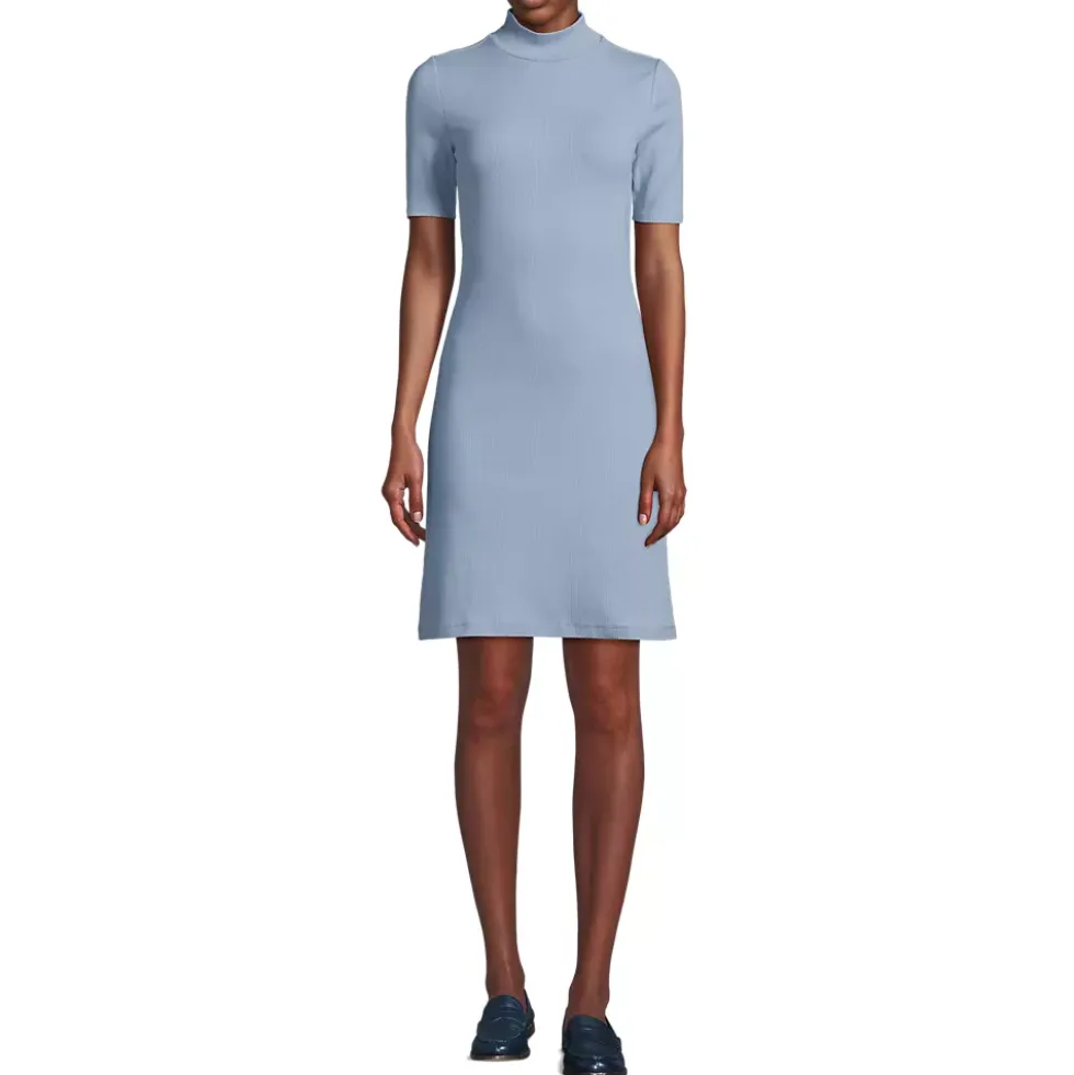 Women's Knit Rib Mock Neck Dress