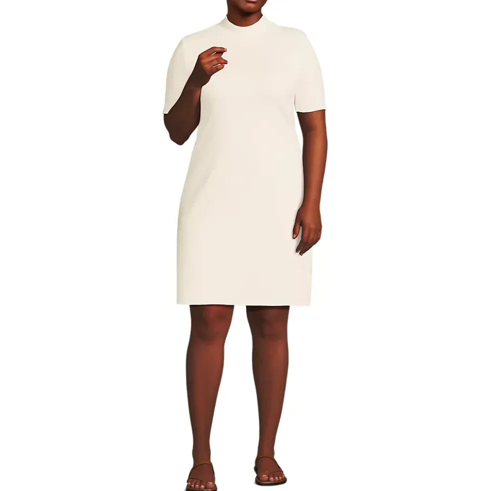 Women's Knit Rib Mock Neck Dress
