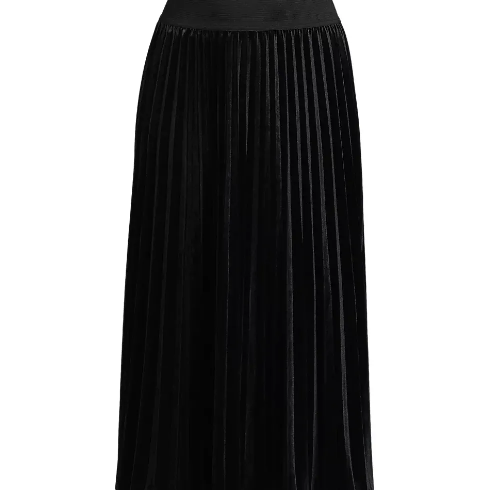 Women's Knit Velvet Pleated Midi Skirt