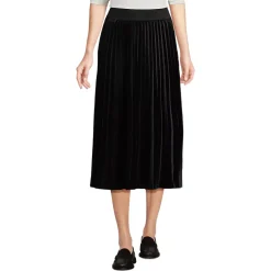 Women's Knit Velvet Pleated Midi Skirt