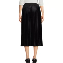 Women's Knit Velvet Pleated Midi Skirt