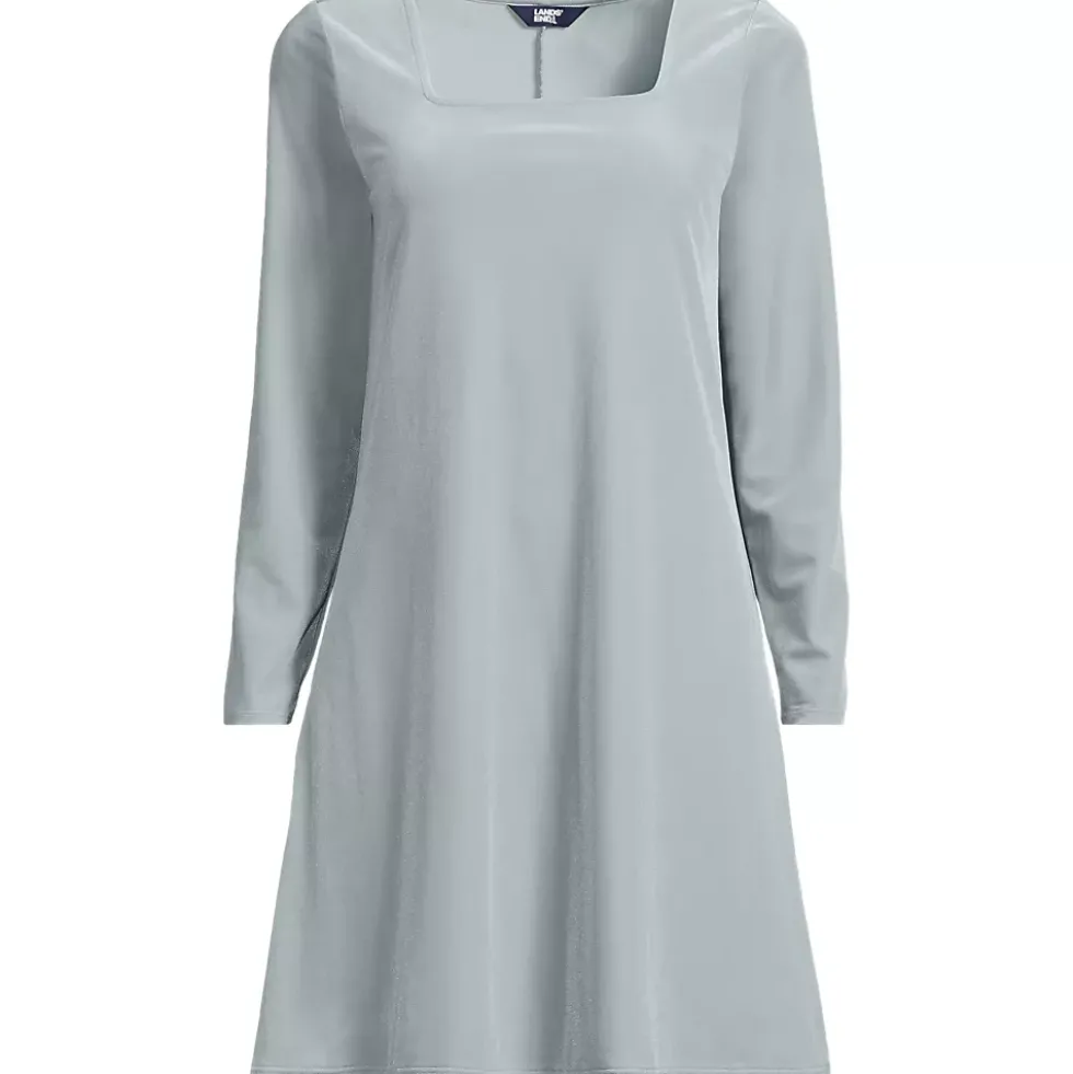 Women's Knit Velvet Square Neck Dress