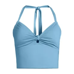 Women's Knot Front Halter Tankini Swimsuit Top