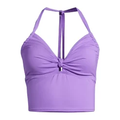 Women's Knot Front Halter Tankini Swimsuit Top