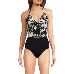 Women's Knot Front Halter Tankini Swimsuit Top