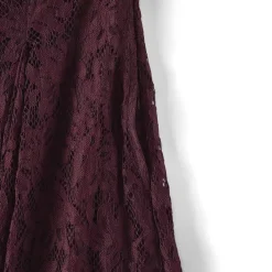 Women's Lace Pleated Square Neck Midi Dress