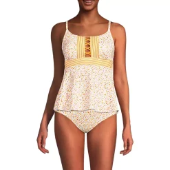 Women's Lace-up Flutter Tankini Swimsuit Top