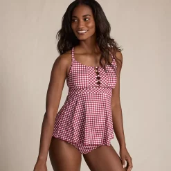 Women's Lace-up Flutter Tankini Swimsuit Top