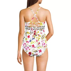 Women's Lace-up Flutter Tankini Swimsuit Top