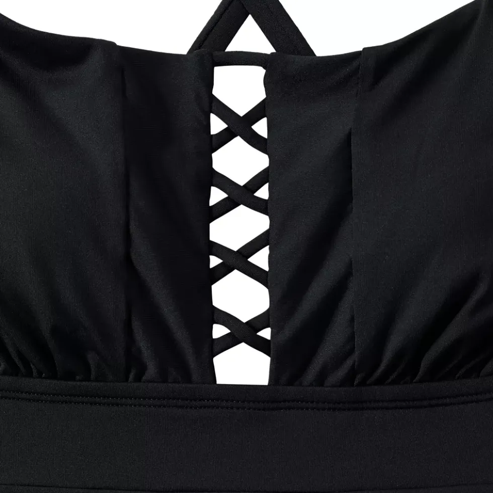 Women's Lace-up Flutter Tankini Swimsuit Top