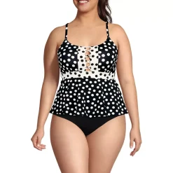 Women's Lace-up Flutter Tankini Swimsuit Top
