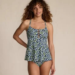 Women's Lace-up Flutter Tankini Swimsuit Top