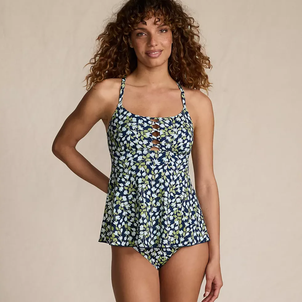 Women's Lace-up Flutter Tankini Swimsuit Top