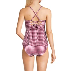Women's Lace-up Flutter Tankini Swimsuit Top
