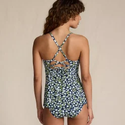 Women's Lace-up Flutter Tankini Swimsuit Top
