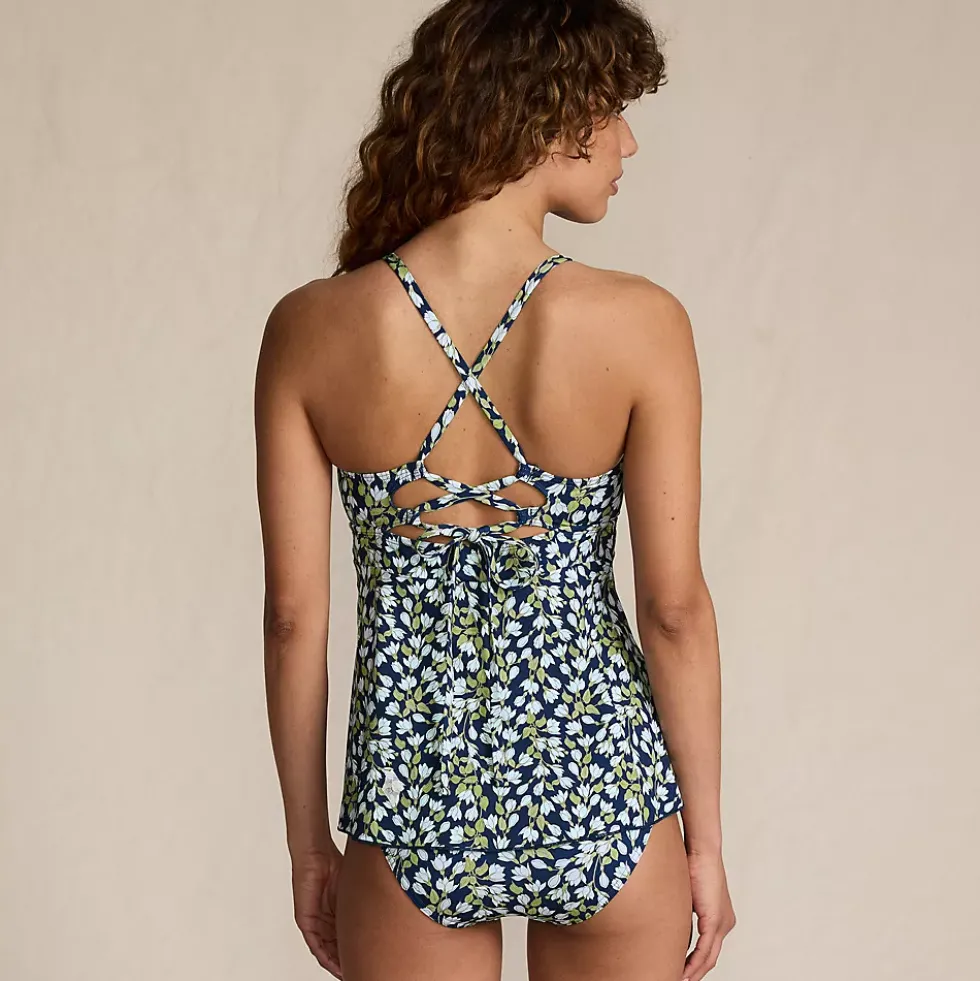 Women's Lace-up Flutter Tankini Swimsuit Top