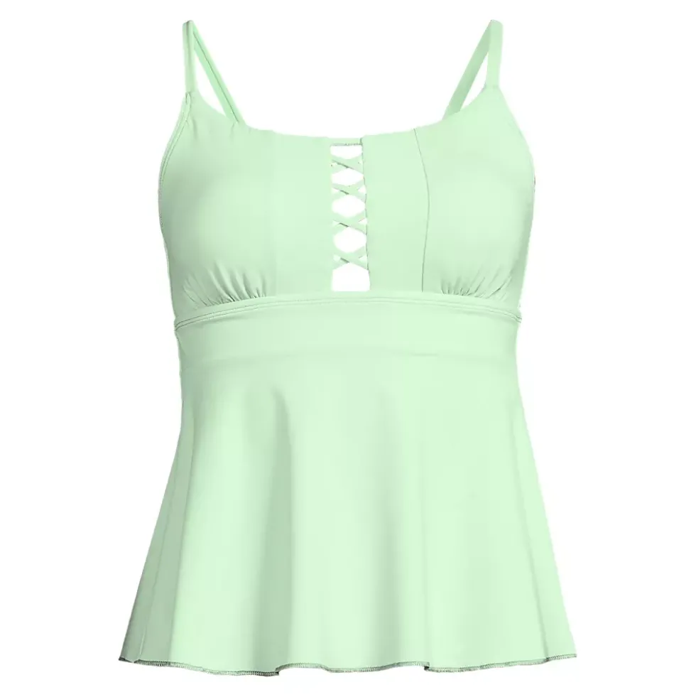 Women's Lace-up Flutter Tankini Swimsuit Top