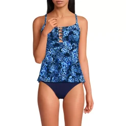 Women's Lace-up Flutter Tankini Swimsuit Top