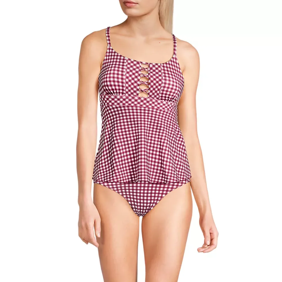 Women's Lace-up Flutter Tankini Swimsuit Top
