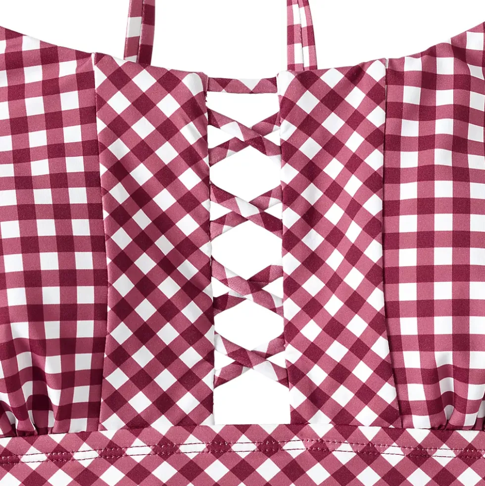 Women's Lace-up Flutter Tankini Swimsuit Top