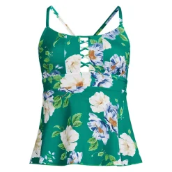 Women's Lace-up Flutter Tankini Swimsuit Top