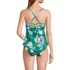 Women's Lace-up Flutter Tankini Swimsuit Top