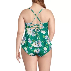 Women's Lace-up Flutter Tankini Swimsuit Top