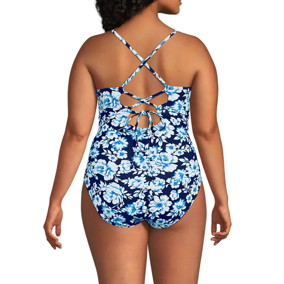 Women's Lace Up One Piece Swimsuit