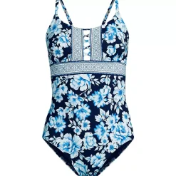 Women's Lace Up One Piece Swimsuit