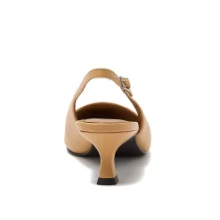Women's Leather Slingback Cap Toe Kitten Heels