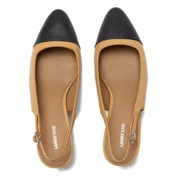Women's Leather Slingback Cap Toe Kitten Heels