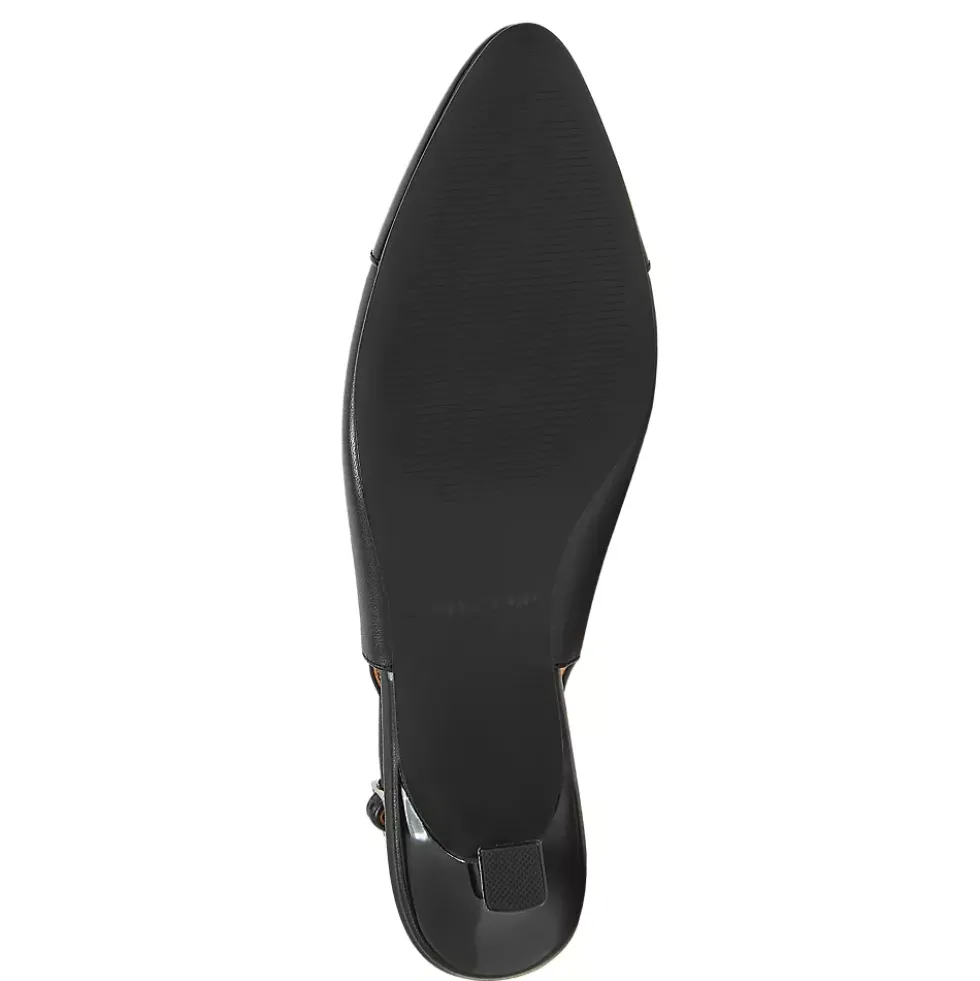 Women's Leather Slingback Cap Toe Kitten Heels