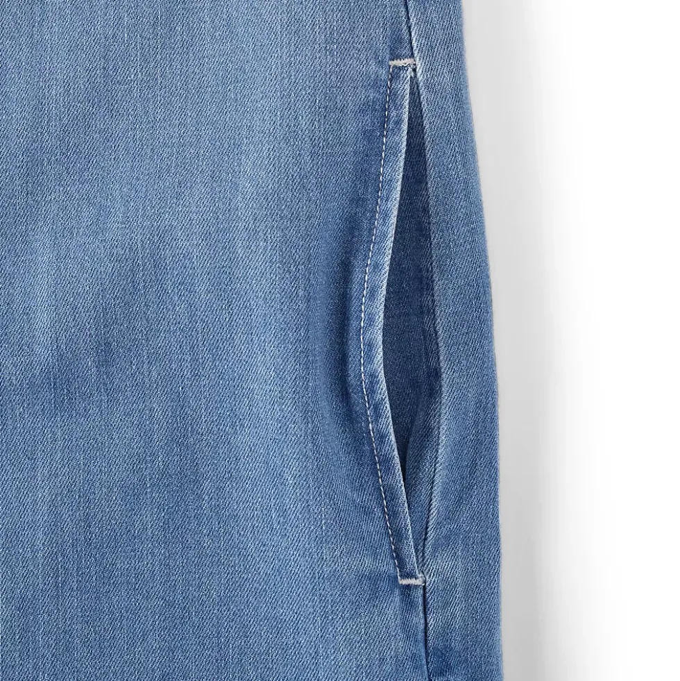 Women's Light Weight Denim Long Sleeve Button Front Shirt Dress