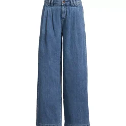 Women's Lightweight Denim Mid Rise Pleated Slouchy Jeans