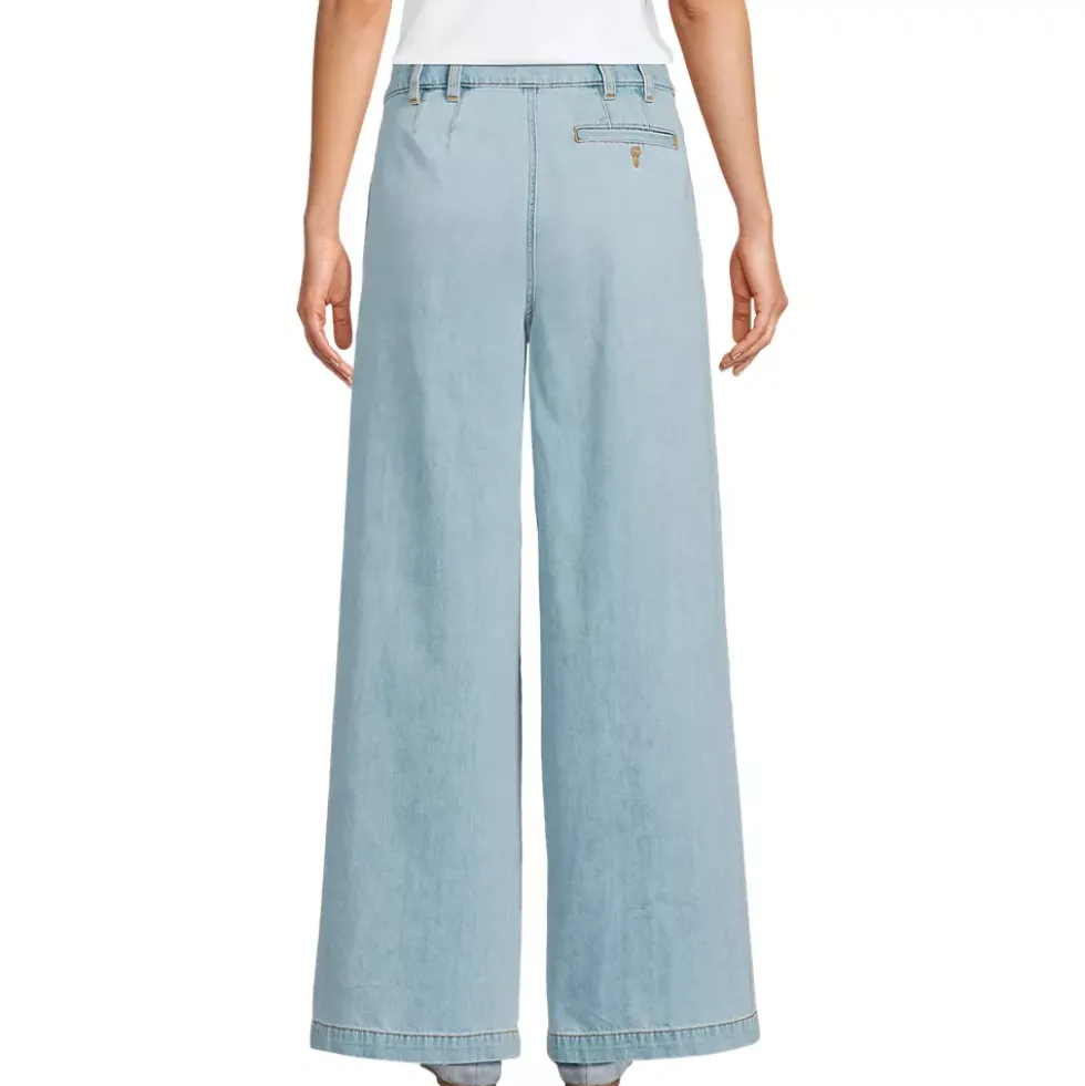 Women's Lightweight Denim Mid Rise Pleated Slouchy Jeans