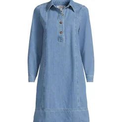 Women's Light Weight Denim Popover At the Knee Dress