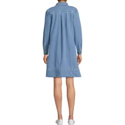Women's Light Weight Denim Popover At the Knee Dress