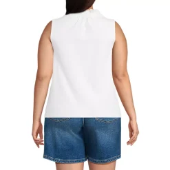 Women's Lightweight Jersey Button Front Lace Trim Tank
