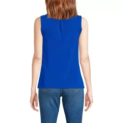 Women's Lightweight Jersey Button Front Lace Trim Tank