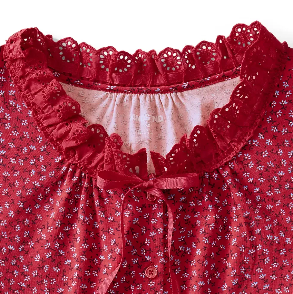 Women's Lightweight Jersey Button Front Lace Trim Tank