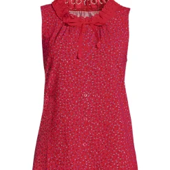 Women's Lightweight Jersey Button Front Lace Trim Tank