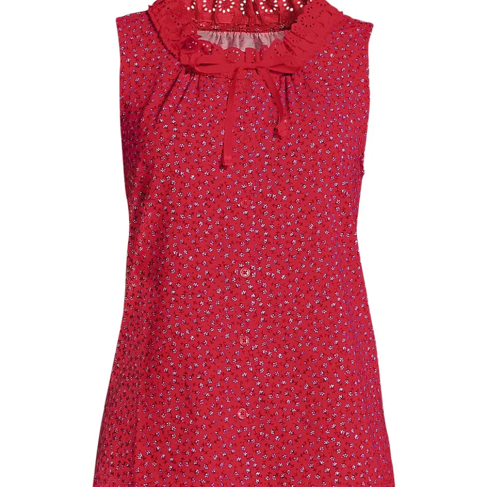 Women's Lightweight Jersey Button Front Lace Trim Tank